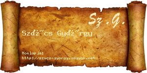 Szűcs György névjegykártya